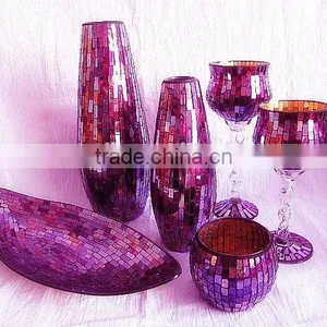 Good Quality Silver Mirror Mosaic Candle Holder thumbnail-5