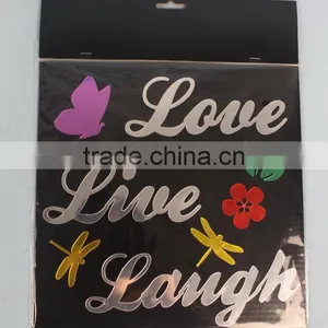 Word LOVE LIVE LAUGH Color Printed Mirror Stickers thumbnail-1