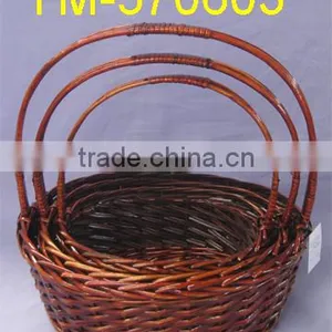 Brown Color Willow Basket Set of 3 thumbnail-1