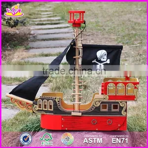 2017 Top Fashion Children Imagine Shark Bite Pirate Ship Wooden Toy Pirate Ship & Pirate Play Set W03B060-S thumbnail-1
