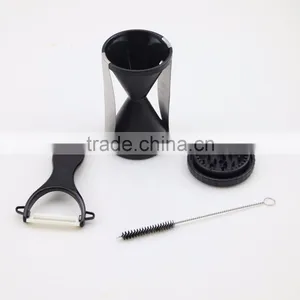 Stainless Steel Spiral Vegetable Slicer With Ceramic Peeler and Cleaning Brush Set thumbnail-3