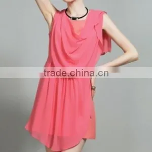Europe Slim Asymmetric Chiffon Dress/ Hot Selling New Design Asymmetrical Women Long Skirt thumbnail-1