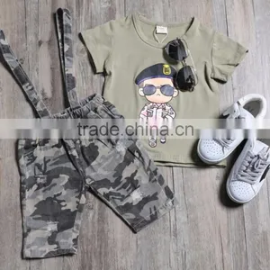 Camouflage Clothing Baby Boys Two-piece Suit Carttoon Characters Printed T-shirt + Overalls Twinset for Baby Boy thumbnail-1