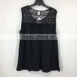 Yiwu Stock Apparel Women Cheap Price Black Lace T-shirt thumbnail-1