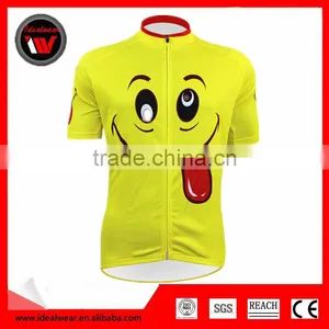 Smile Face Cycling Short Sleeve Jersey Mens Yellow Jerseys thumbnail-1