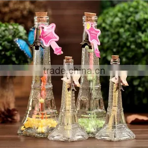 Mix Size Eiffel Tower Shape Glass Wishing Bottles Hot Sales Wooden Cork Wishing Bottles With Small Eiffel Tower Pendant thumbnail-1
