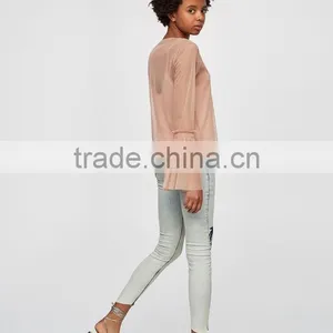 Wholesale Woman Fashion Ruffle Flounced Sleeve Soft Mesh Lady Tops thumbnail-4