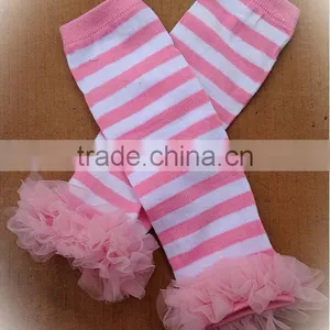 Cute Baby Toddler Stripes Winter Leg Warmer 100% Cotton Newborn Lace Leggings thumbnail-4