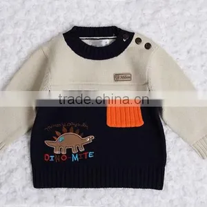 Dinosaur Design Baby Pullover Modern Patchwork Knitting Sweater thumbnail-3