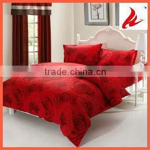 Red Flower Printing Bedding Set 4pcs thumbnail-1