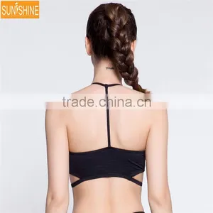 OEM Custom Hot Fashion Youth Women's Light Support Cross Back Wirefree Yoga Sport Bra thumbnail-3