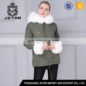 Wholesale Good Quality Fur Hooded Jacket Fashion Fur Trim Coat Sale thumbnail-1