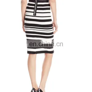 Women's Striped Skirt With Center-Back Zipper thumbnail-1