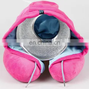 Colorful Cheap u Shaped Neck Pillow With Hat Fashion Custom Comfortable Soft Travel Neck Massage Pillow thumbnail-5