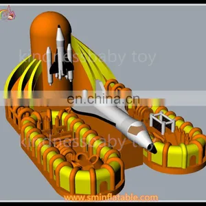 Inflatable Rocket Castle, Inflatable Backyard, Inflatable Funcity With Dual Slide thumbnail-1