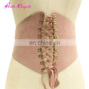 Big Stock Pink Wide Imitation Leather Waist Belt Lingerie Pink Corsets Teens thumbnail-1