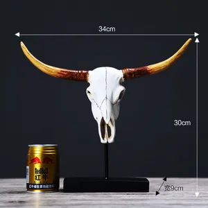 Nordic Retro Creative Resin Imitation Animal Head Home Decoration Products Resin Cow Skull Crafts Display thumbnail-3