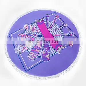 150CM Stripe Printed Quick-Dry Round Micro Fiber Beach Towel thumbnail-1