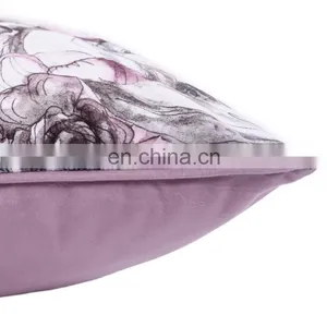 Purple Printed Rose Square Cotton Liner Pillows Case Soft Throw Pillow thumbnail-7