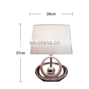 Korea Simple Modern Custom Table Decoration Oval Shape Reading Light Porcelain Base Pink Desk Lamp for Hotel Bedside thumbnail-5
