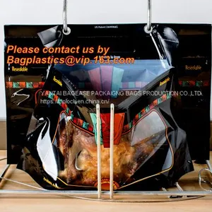 Zipper Hot Chicken Bags/ Roasted Chicken Packaging Bag With Window/ Microwaveable Grilled Chicken Bag, Bagease, Bagplastics thumbnail-1