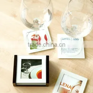 Square Broad Window Coasters Wood Stand Glass Coasters With Holder thumbnail-1