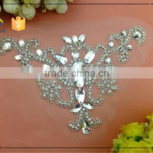 Bling Bling Clear Glass Stone Embroidery Sew on Rhinestone Patch thumbnail-2
