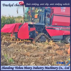 Corn Harvester Modified With Triangular Track Wheel Anti Sinking Half Chain Rail thumbnail-1