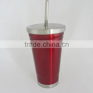 Tumbler, Travel Mug, Vacuum Double Wall, Stainless Steel With Straw thumbnail-6