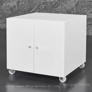 HN-PMP4 Minimalist Printer Stand Cabinet, Mobile Storage Pedestal With 360° Castors for Modern Workspace, Metal White/Black Colors Available thumbnail-1