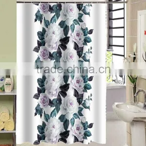 Lovely Design for Children Waterproof Polyester Flower Printed Shower Curtain thumbnail-1