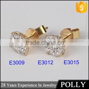 2016 Fashion Fancy Stud 18k Gold Earring With Diamond for Lady thumbnail-3