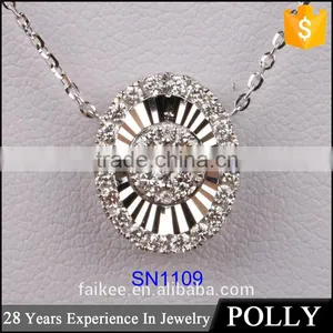 Wholesale Micro Plates Zircon Jewel Sterling Silver 925 Pendant Necklace thumbnail-6