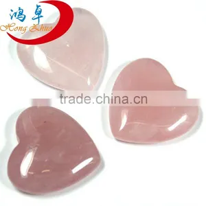 Rose Quartz Carved Flat Hearts Shaped Crystal for Pendents, Collectible thumbnail-1