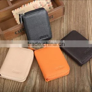 RFID Blocking Genuine Leather Wallet, Credit Card Coin Wallet. Mini Handheld Purse thumbnail-1