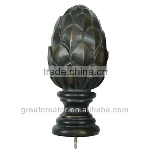 Home Decoration Bronze Artichoke Curtain Finials Curtain Accessories for Wooden Curtain Rods Wholesale thumbnail-1