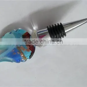 Popular Glass Leaf Shape Bottle Wine Stopper thumbnail-2