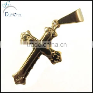 Men Gold Plated Stainless Steel Mini 2-cross Pendant thumbnail-1
