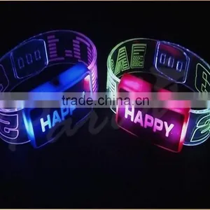 Led Blinking Happy Silicon Light up Wristbands/bracelet thumbnail-2