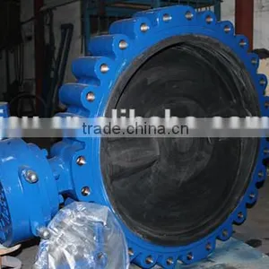 Al-bronze Line-type Soft Seated Rubber Lined DN400 Worm Gear Operated EPDM Seat Center Butterfly Valve thumbnail-4
