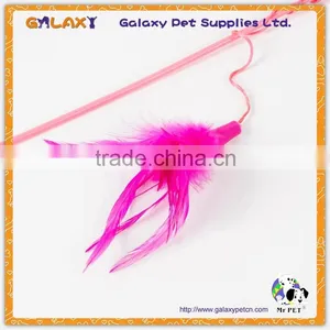 Fishing Rod Type Solid Color Feather Cat Teaser Stick Toy With Bell thumbnail-4