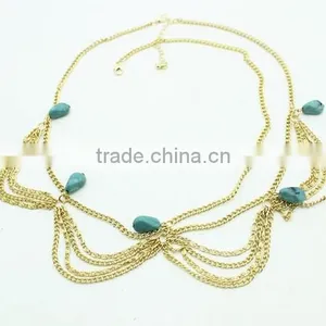Hot Sale BOHO Gold Tassel Calaite Pendant Crown Wedding Head Chain Jewelry thumbnail-2