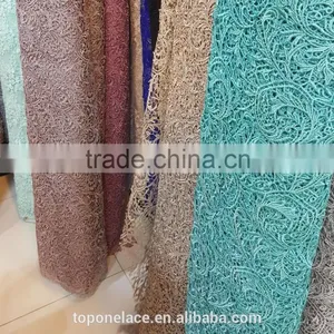 Heavy Lace Fabric Dubai Beaded Embroidery Designs Flower Lace Chemical Cord Lace Fabrics thumbnail-3