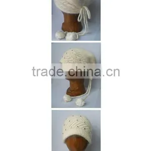 Acrylic White Winter Hats for Lady thumbnail-1