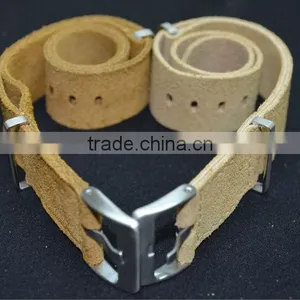 2016 20mm Beige Color With Two Rings One Piece Band Twist Band Leather Band Leather Watch Strap thumbnail-1