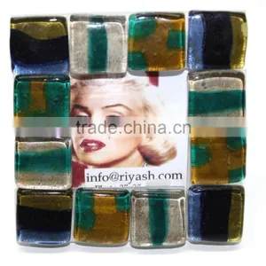 Hand Made Glass Tiles Ftd. Murano Inspired Designer Photo Frame - Photo 4" x 4" ( Opening : 2" x 2") thumbnail-1