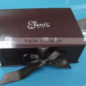 Luxury High-end Glossy Lamilation Black Folding Box With Ribbon thumbnail-1