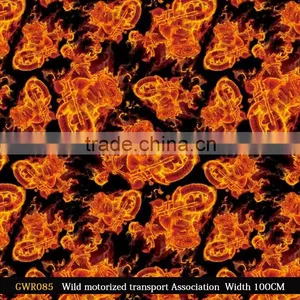 2016 Width 100cm GWR081 Flaming Skull Pattern Hydrographics Film Pva Water Transfer Printing Film thumbnail-2