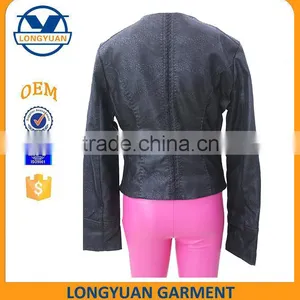 Low Price Breathable Casual Outdoor Wear New Fashion PU Leather Winter Jacket for Woman thumbnail-2
