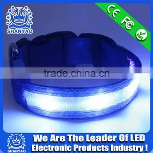 Blue Mini LED Light Leather LED Dog Collar Bulk thumbnail-1
